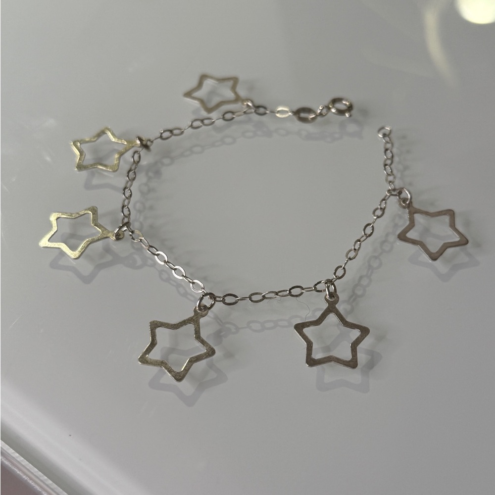 Dainty 925 Silver 6 Star Charm Bracelet